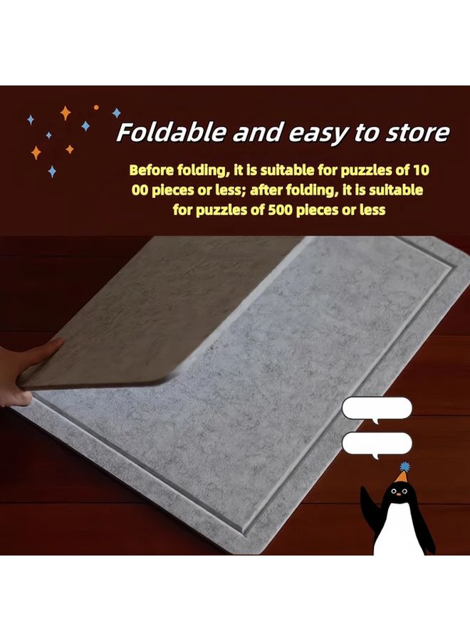 Light Grey Foldable Puzzle Board With World Map Design 80x60cm Portable Jigsaw Mat - Image 3